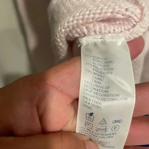 Tommy Hilfiger women’s light pink v-neck sweater size small wool blend - Picture 3 of 4